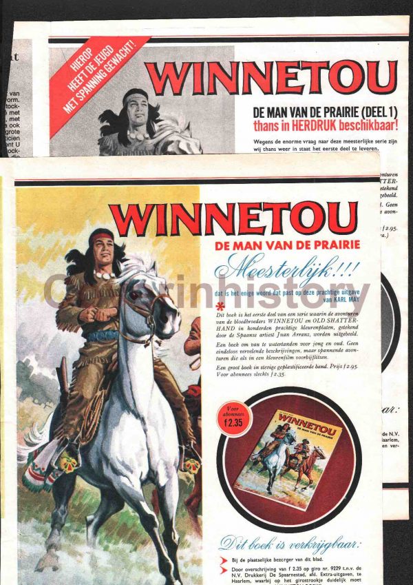 Advertising Karl May comics Winnetou Old Shatterhand JUAN ARRANZ (Holland, early 60s)