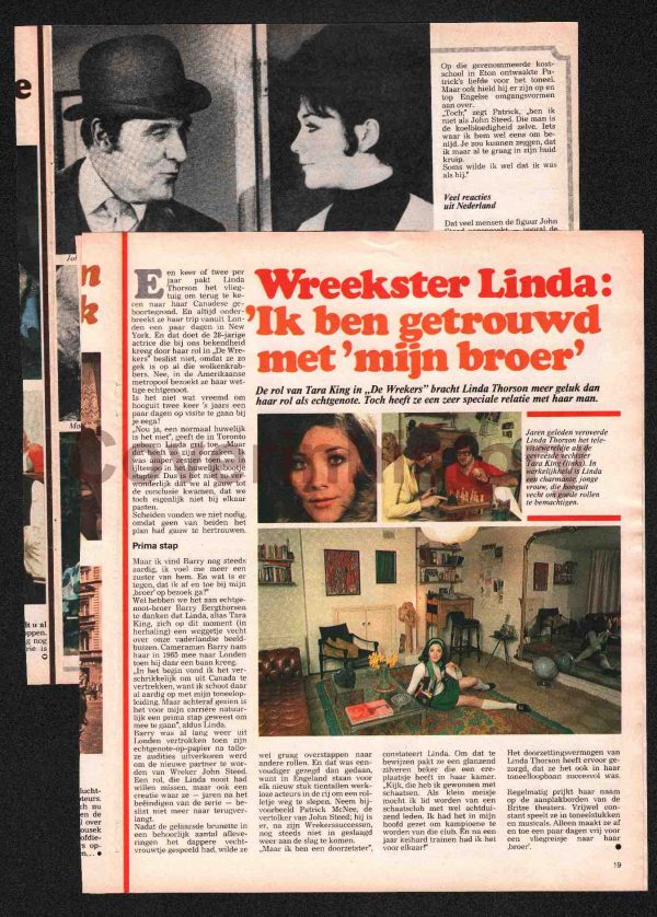 Articles AVENGERS Patrick MacNee Linda Thorson John Steed Tara King (Holland, 1975, 1977)