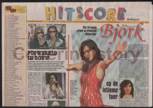 Newspaper supplement Hitscore BJORK Iceland (Holland, 2001)