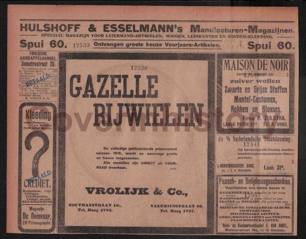 GAZELLE RIJWIELEN BICYCLES (Holland, 1916)