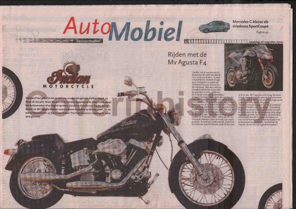 Newspaper Supplement INDIAN motorcycles (Holland, 26 august 2000)