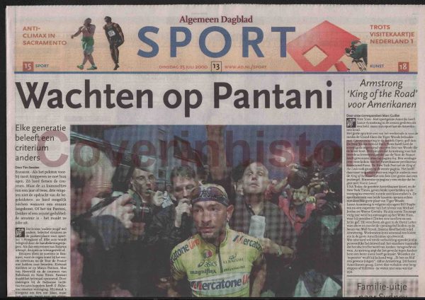 Newspaper MARCO PANTANI classic race Boxmeer (Holland, 25 july 2000)