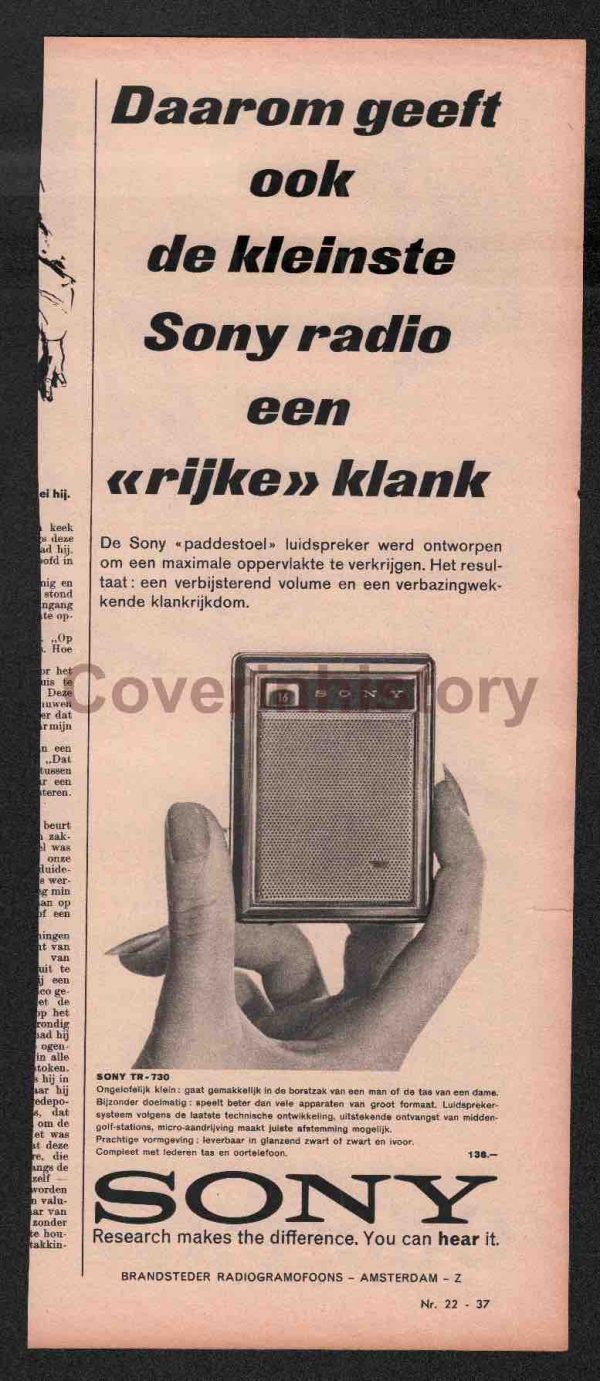 Advertising Ads SONY small pocket radio (Holland, early 60s)