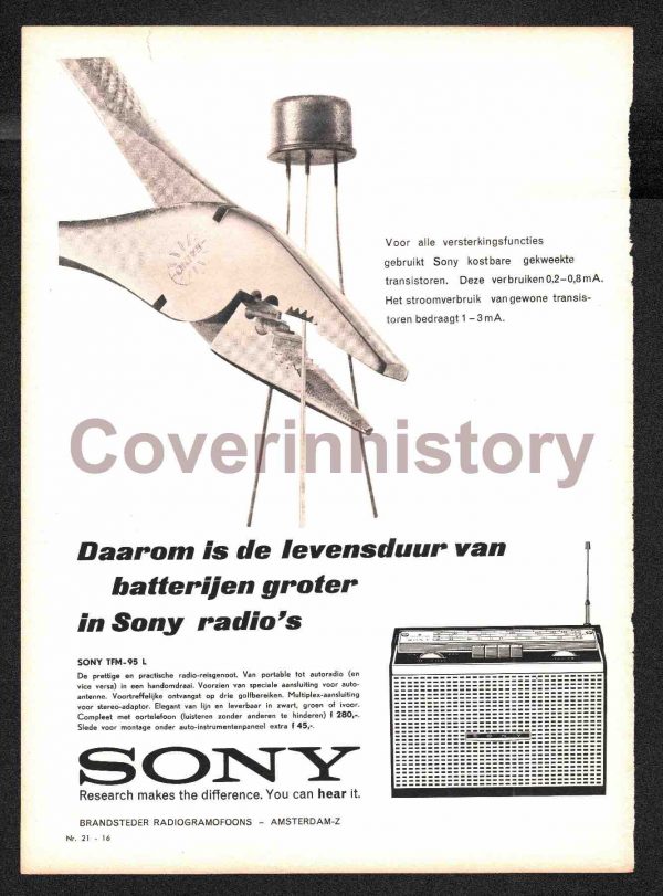 Advertising Ads SONY small pocket radio (Holland, early 60s)