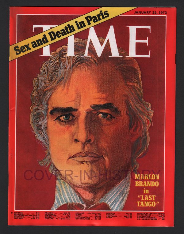 Time Magazine Marlon Brando Bertolucci 22 january 1973 (art Bob Peak)