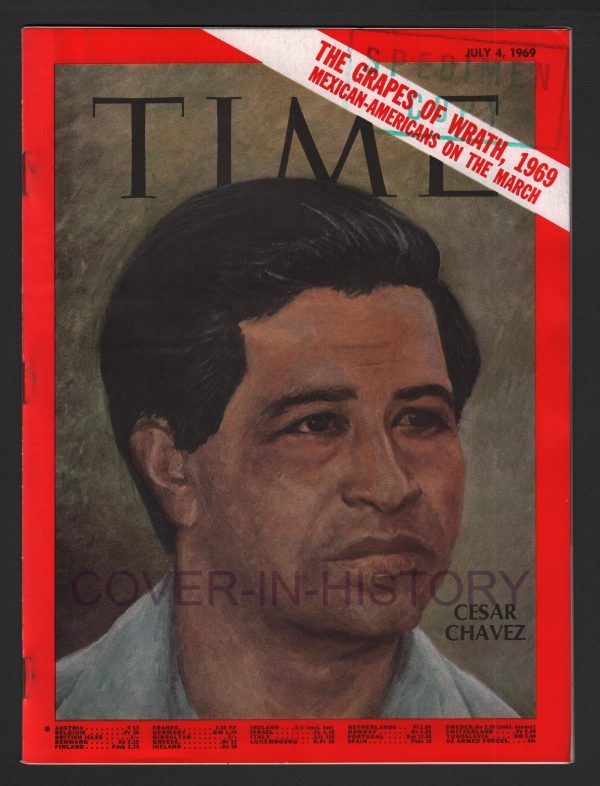 TIME MAGAZINE 4 july 1969 Cesar Chavez Latino Mexico US (cover art Manuel Gregorio Acosta)