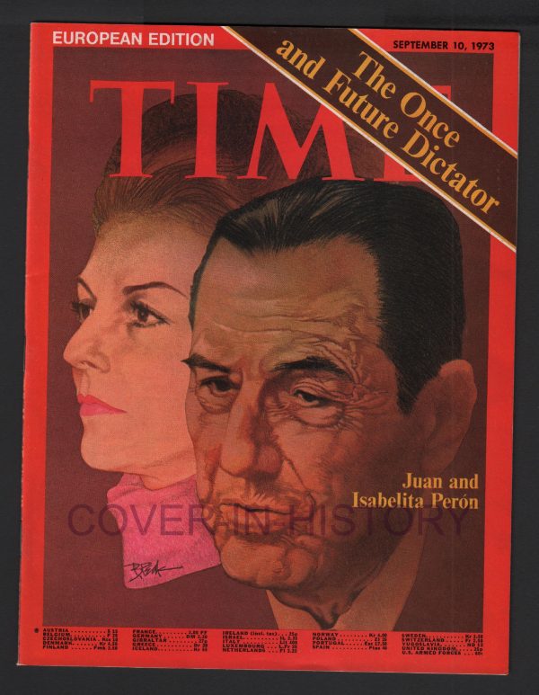 Time Magazine Juan Isabella Peron Argentina (cover art Bob Peak)